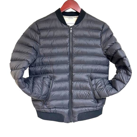 Sandova Women's Black Minimalist Puffer Quilted Down Jacket Bomber Warm Size S - Picture 1 of 9